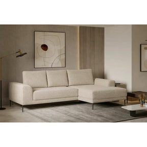 Coltar extensibil CAPITOL, stofă buclata/lemn, bej - Now or never 03, 276×175×89 cm