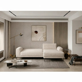 Coltar extensibil CAPITOL, stofă buclata/lemn, bej - Now or never 03, 276×175×89 cm