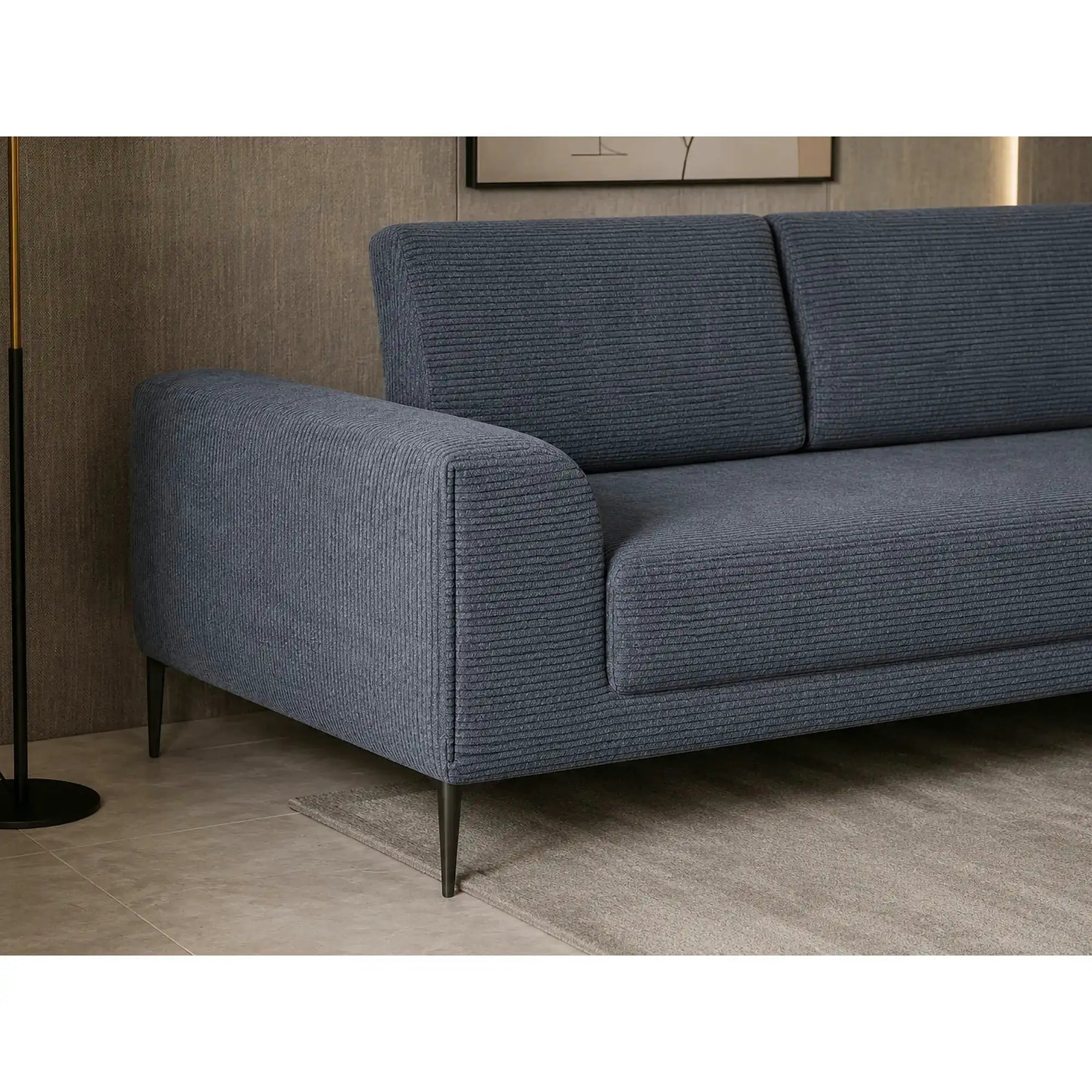 Coltar extensibil CAPITOL, stofă catifelata/lemn/PAL, gri închis - Whisper 15, 276×175×89 cm