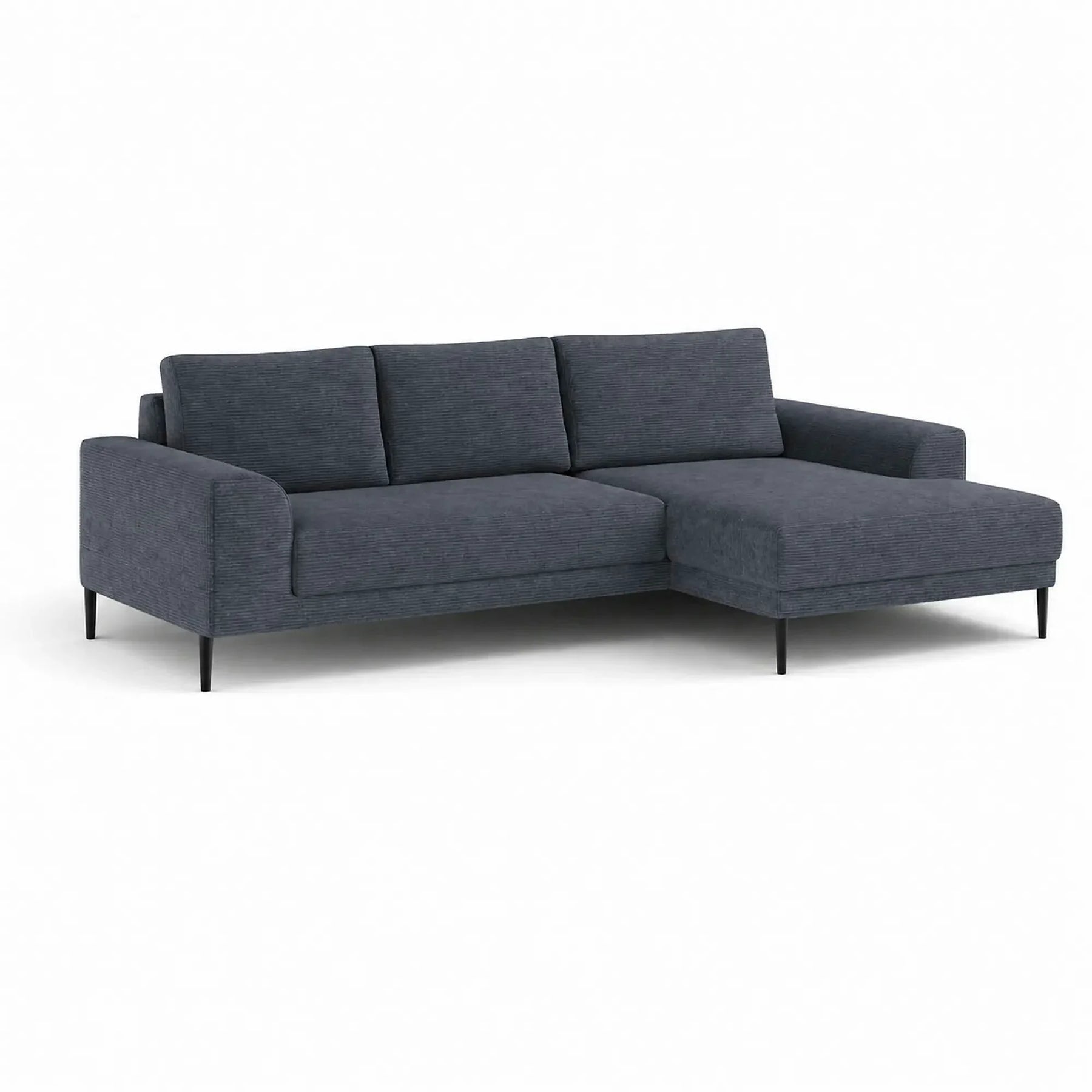 Coltar extensibil CAPITOL, stofă catifelata/lemn/PAL, gri închis - Whisper 15, 276×175×89 cm