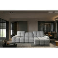 Coltar extensibil confortabil TOLLO MINI, stofă catifelata/lemn/PAL, gri - Element 24, 283×171×105 cm