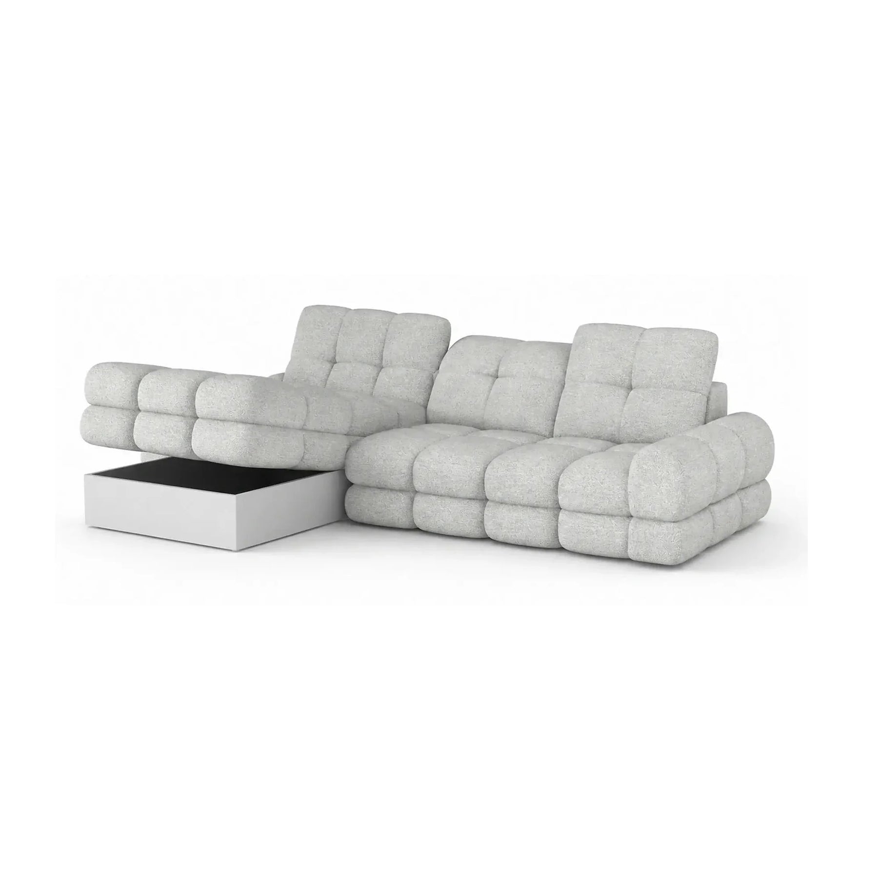 Coltar extensibil confortabil TOLLO MINI, stofă catifelata/lemn/PAL, gri - Element 24, 283×171×105 cm