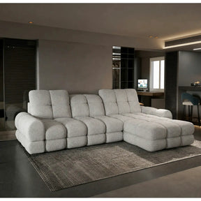 Coltar extensibil confortabil TOLLO MINI, stofă catifelata/lemn/PAL, gri - Element 24, 283×171×105 cm