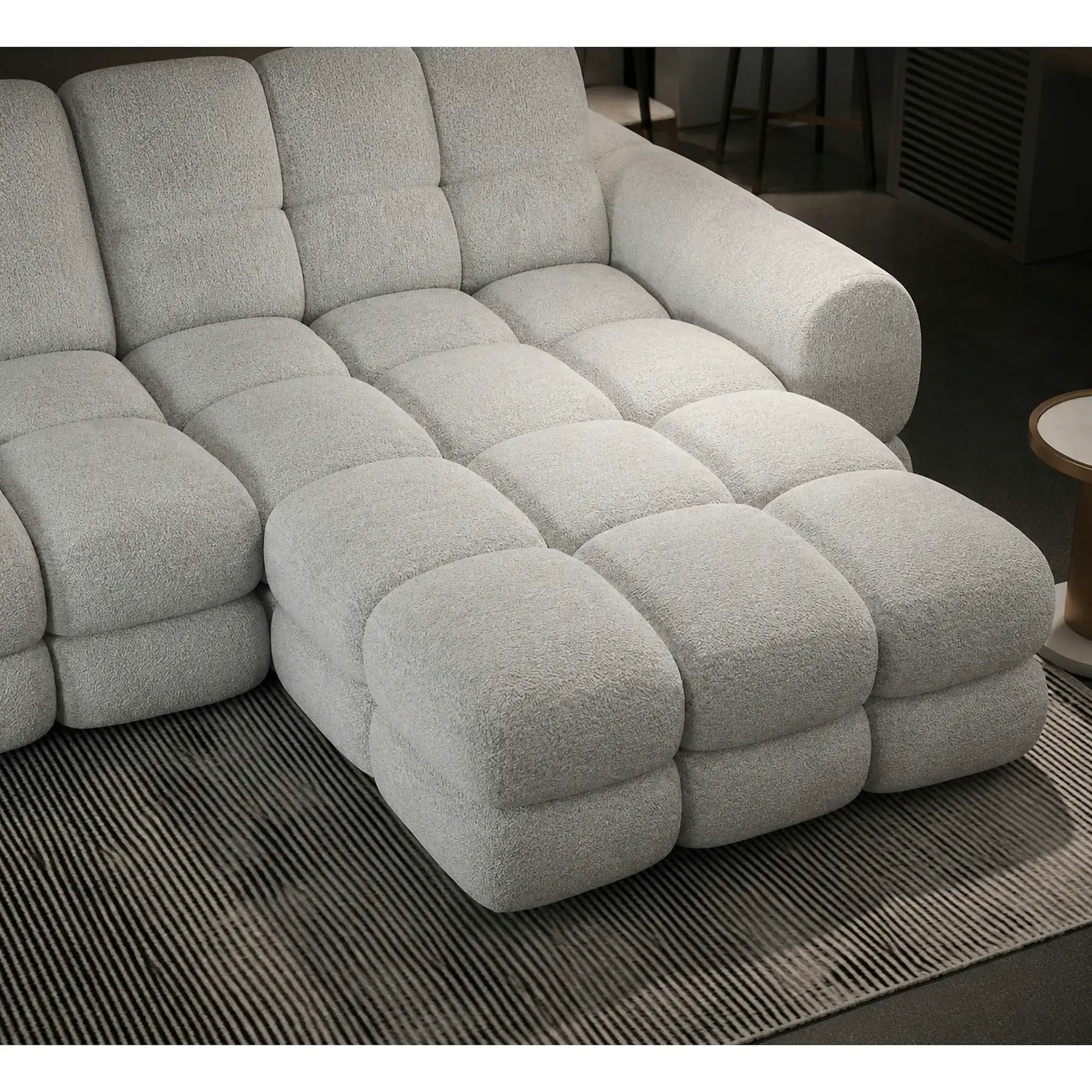 Coltar extensibil confortabil TOLLO MINI, stofă catifelata/lemn/PAL, gri - Element 24, 283×171×105 cm