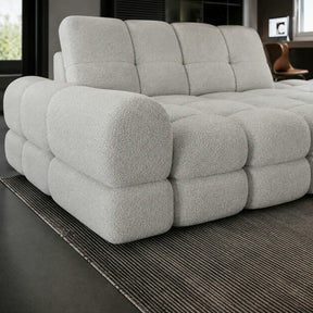 Coltar extensibil confortabil TOLLO MINI, stofă catifelata/lemn/PAL, gri - Element 24, 283×171×105 cm