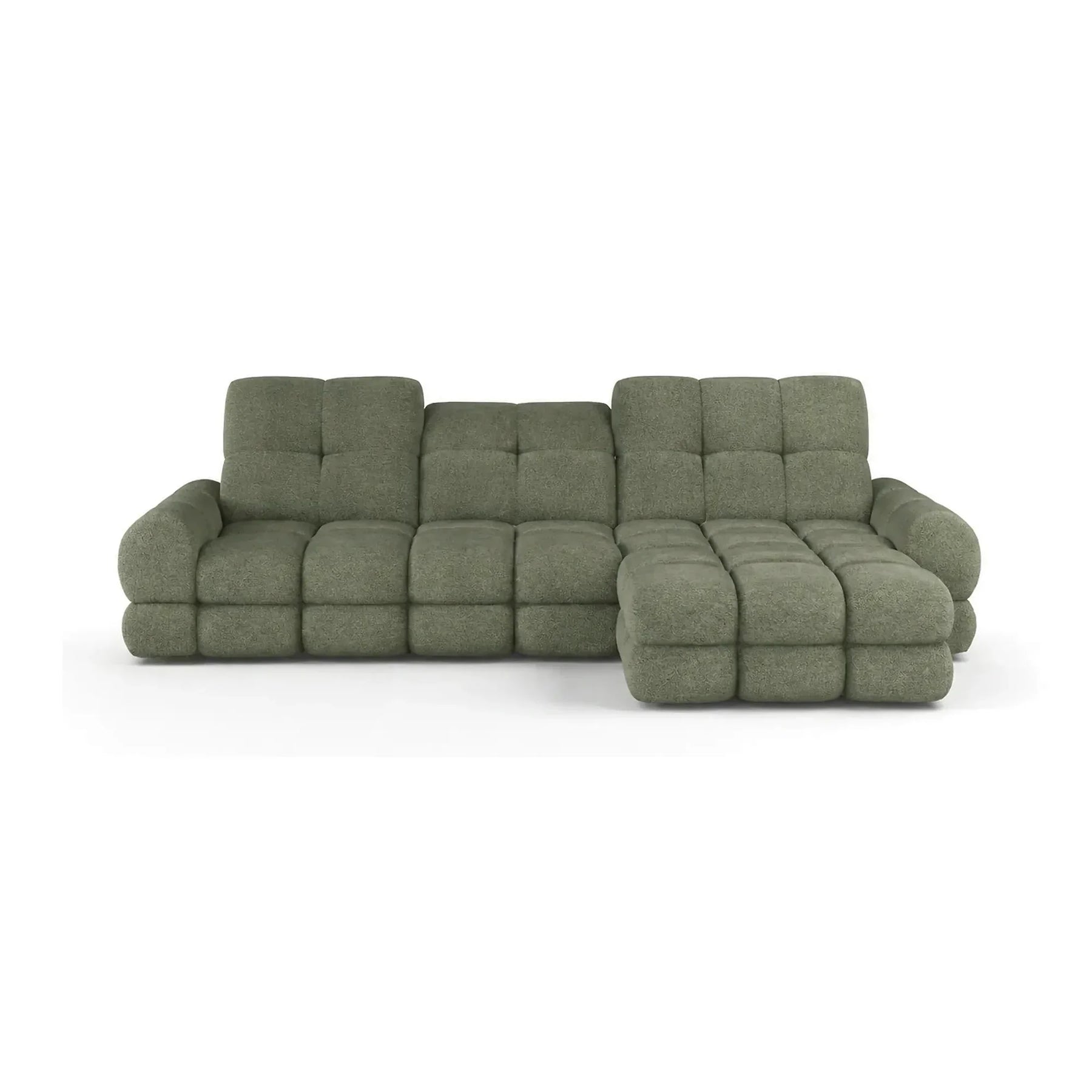Coltar extensibil confortabil TOLLO MINI, stofă catifelata/lemn/PAL, verde - Shanghai 07, 283×171×105 cm