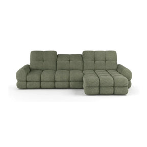 Coltar extensibil confortabil TOLLO MINI, stofă catifelata/lemn/PAL, verde - Shanghai 07, 283×171×105 cm