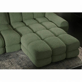 Coltar extensibil confortabil TOLLO MINI, stofă catifelata/lemn/PAL, verde - Shanghai 07, 283×171×105 cm