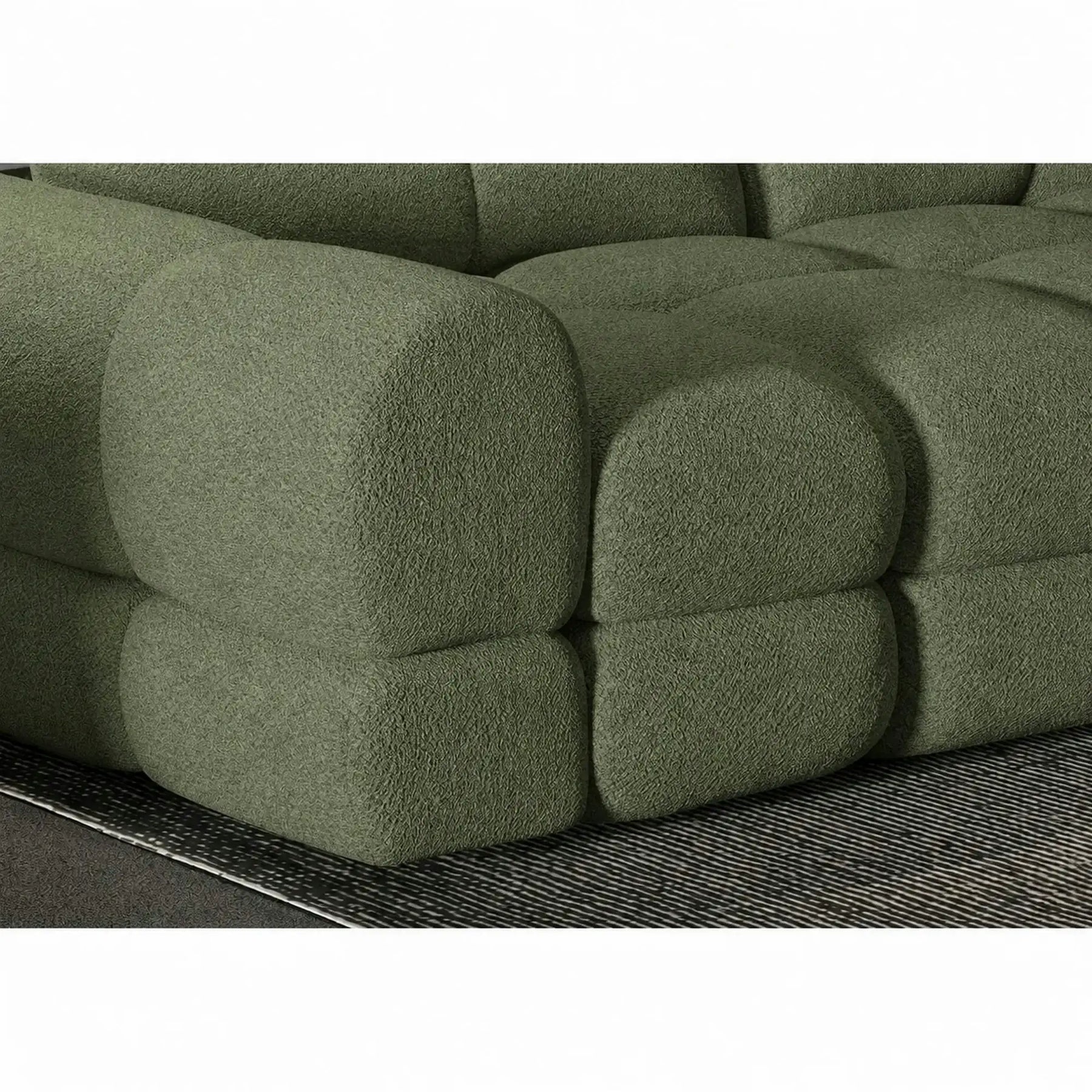 Coltar extensibil confortabil TOLLO MINI, stofă catifelata/lemn/PAL, verde - Shanghai 07, 283×171×105 cm