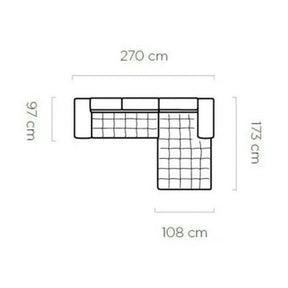 Coltar extensibil cu lada SELVA MINI, stofă catifelata/lemn masiv, gri - Palladium 15, 270×173×95 cm