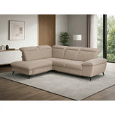 Coltar extensibil modern living LUNA, sezlong stanga, stofa clasica bej - Campsbay R463, 268x212x101 cm