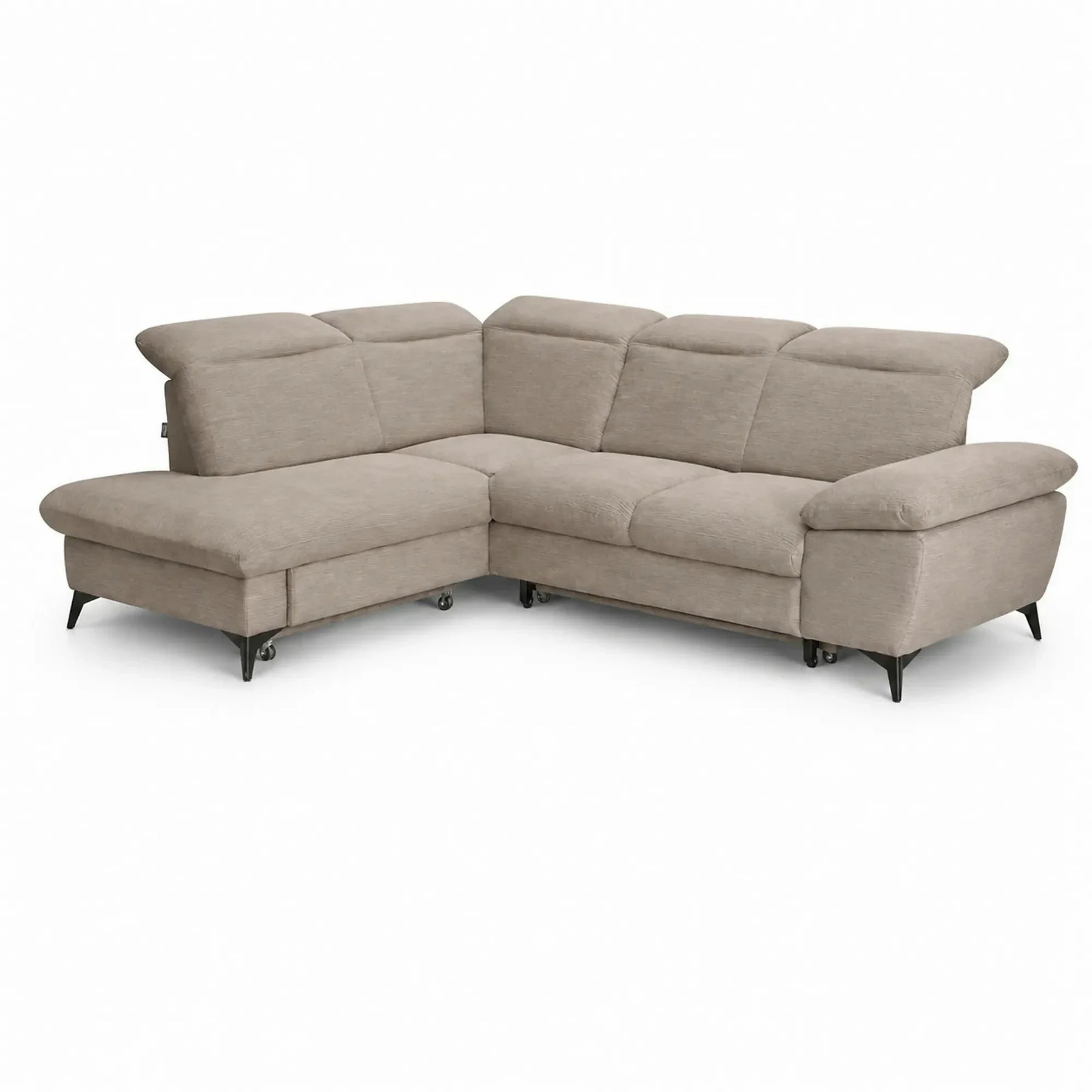 Coltar extensibil modern living LUNA, sezlong stanga, stofa clasica bej - Campsbay R463, 268x212x101 cm
