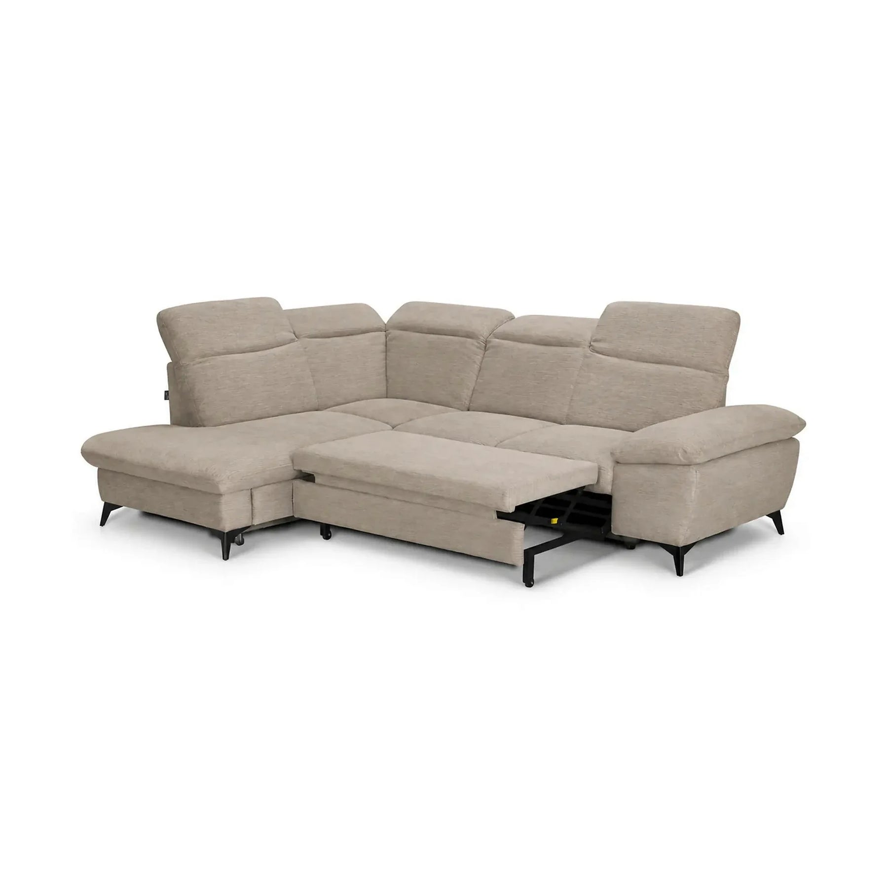 Coltar extensibil modern living LUNA, sezlong stanga, stofa clasica bej - Campsbay R463, 268x212x101 cm
