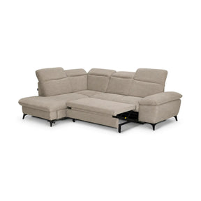Coltar extensibil modern living LUNA, sezlong stanga, stofa clasica bej - Campsbay R463, 268x212x101 cm