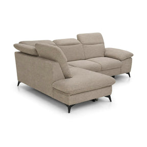 Coltar extensibil modern living LUNA, sezlong stanga, stofa clasica bej - Campsbay R463, 268x212x101 cm