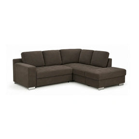 Coltar extensibil modern living ROCA, sezlong dreapta, stofa catifelata maro - Monolith ML20, 262x241x89 cm