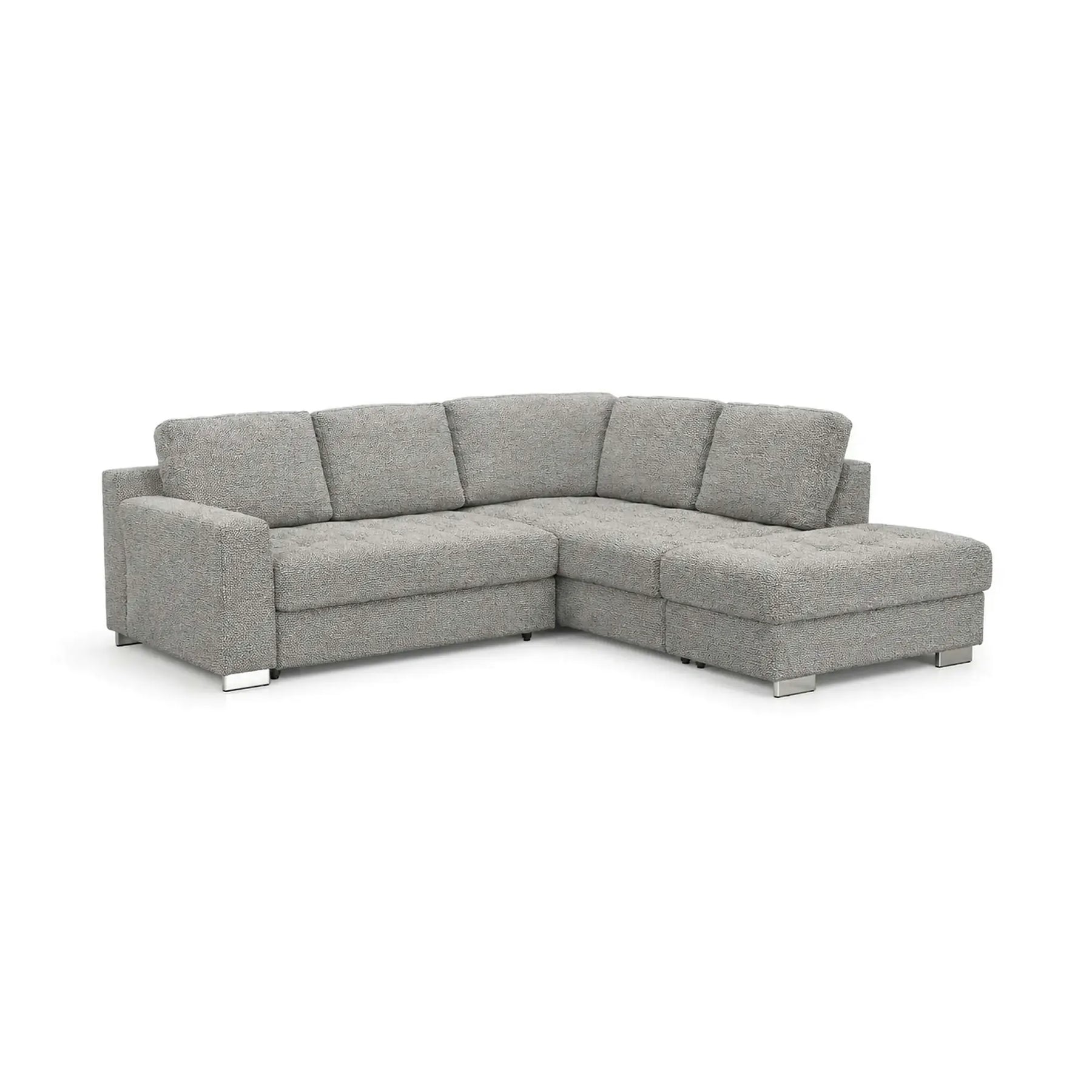 Coltar extensibil modern living ROCA, sezlong dreapta, stofa gri deschis - Rimini R073, 262x241x89 cm