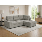 Coltar extensibil pentru living HERA, sezlong dreapta, stofa gri - Orlando C018, 240x173x93 cm