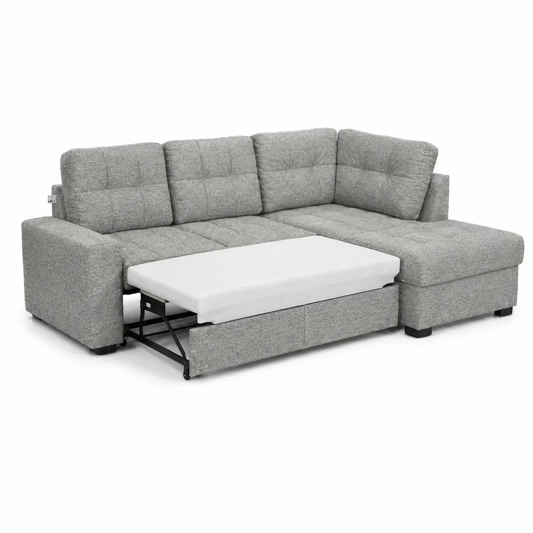 Coltar extensibil pentru living HERA, sezlong dreapta, stofa gri - Orlando C018, 240x173x93 cm