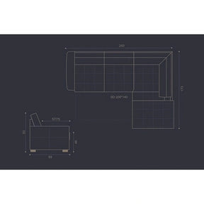 Coltar extensibil pentru living HERA, sezlong dreapta, stofa gri - Orlando C018, 240x173x93 cm