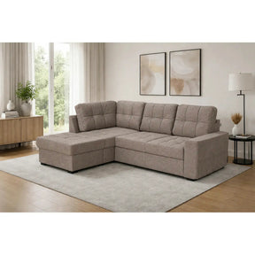 Coltar extensibil pentru living HERA, sezlong stanga, stofa maro deschis - Miracle C278, 240x173x93 cm