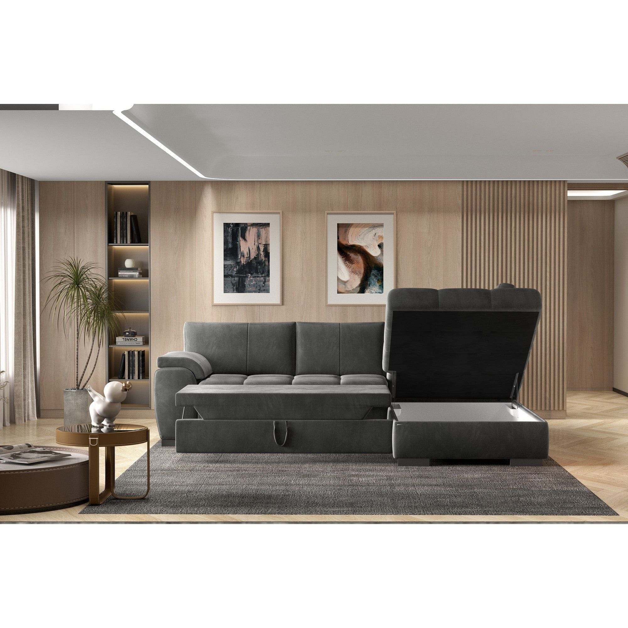 Coltar extensibil TOKIO, personalizabil materiale gama Premium, cu lada depozitare, 245x172x87 cm