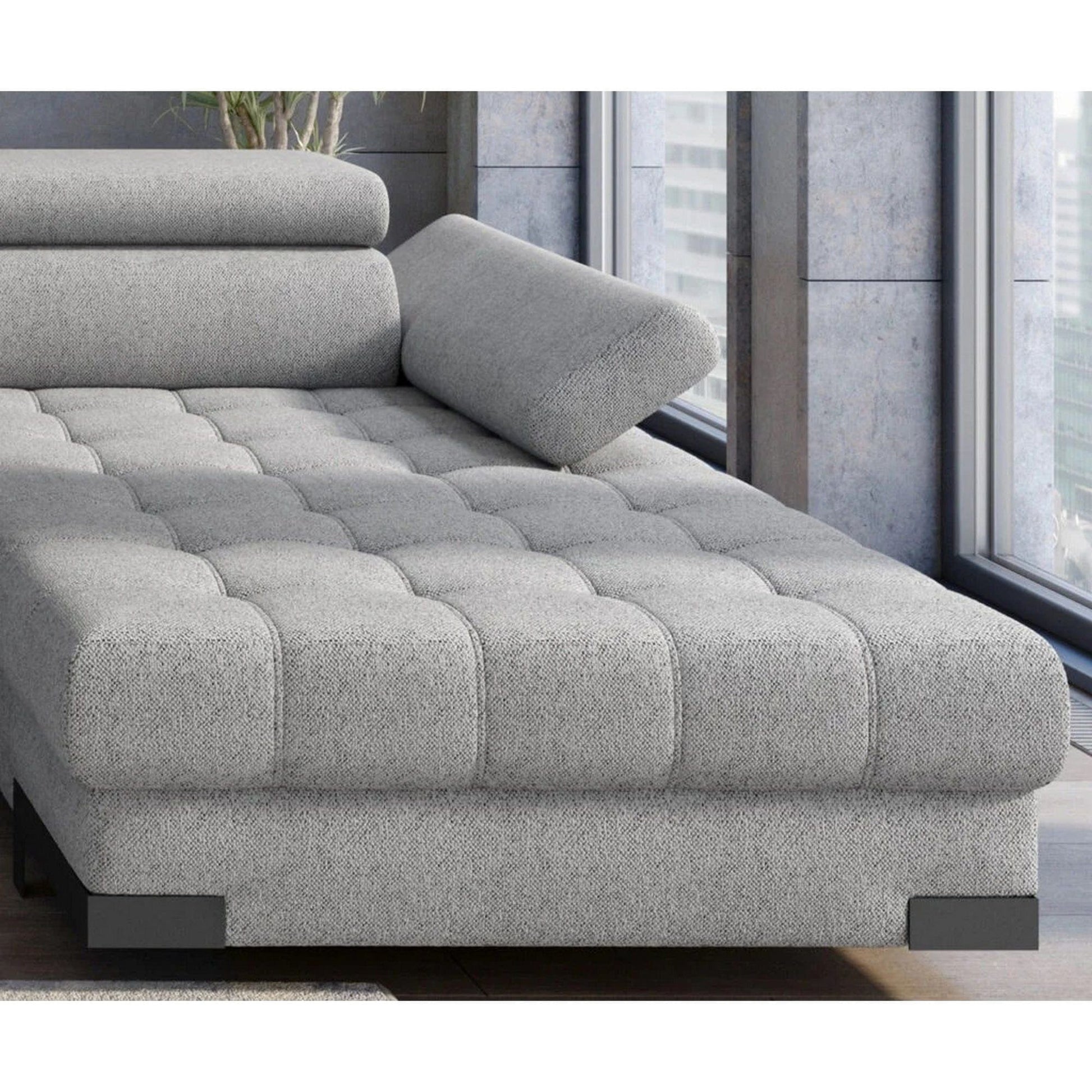 Coltar extensibil SELVA XL, sezlong stanga, stofa catifelata turcoaz inchis - Riviera 87, Gama Premium, cu lada depozitare si tetiere reglabile, 339x223x95 cm