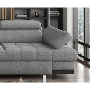 Coltar extensibil SELVA L, sezlong dreapta, stofa clasica gri - Austin 19, cu lada depozitare, 263x223x95 cm