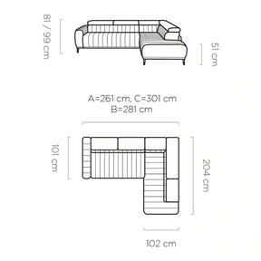 Coltar extensibil PORTO SANTORINI OCN-27359, gri