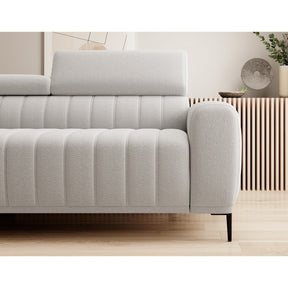 Coltar extensibil GANDI 160, sezlong stanga, stofa catifelata gri antracit - Salvador 15, Gama Premium, cu lada depozitare si tetiere reglabile, 301x204x99 cm
