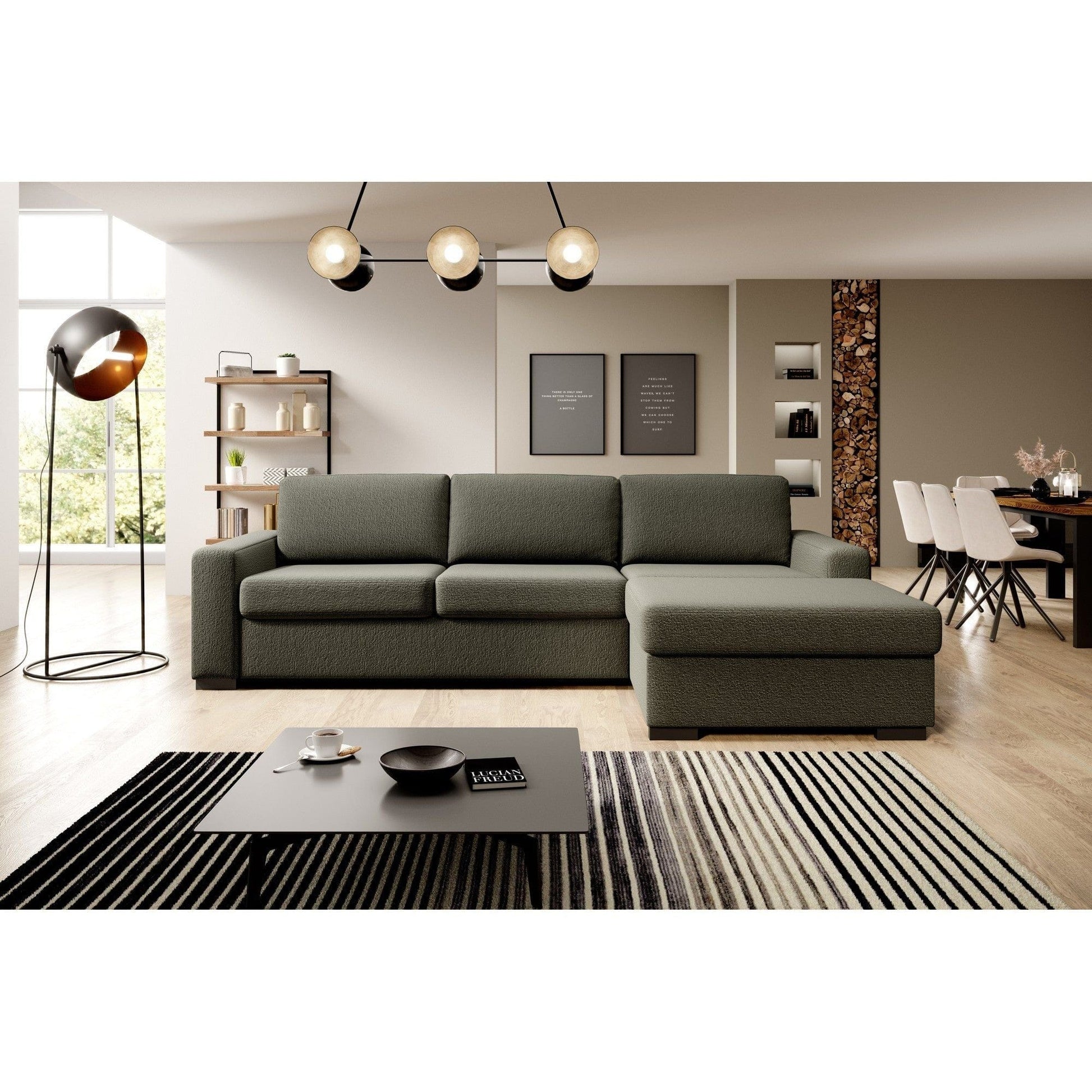 Coltar extensibil VANILLA CORNER 140, personalizabil materiale gama Premium, cu lada depozitare, 283x173x87 cm