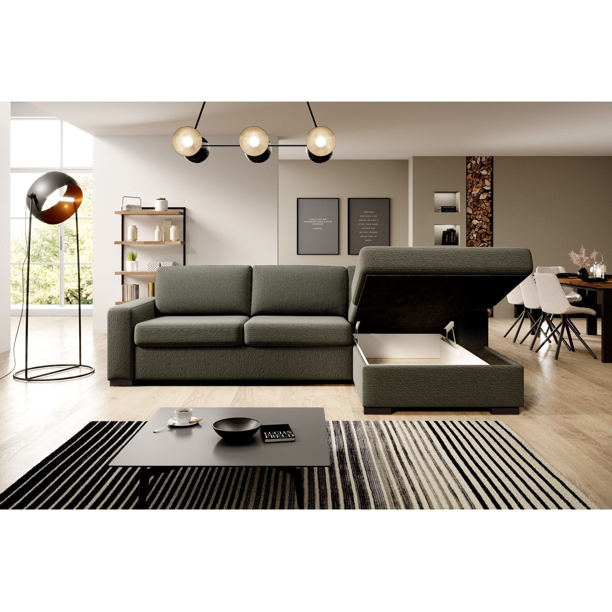 Coltar extensibil VANILLA CORNER 160, personalizabil materiale gama Premium, cu lada depozitare, 303x173x87 cm