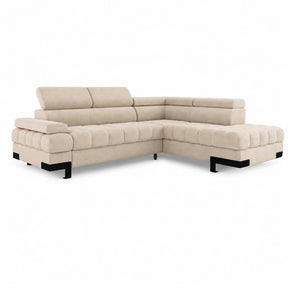 Coltar extensibil SELVA L, stofă catifelata/lemn/PAL, bej - Vogue 1, 263×223×95 cm
