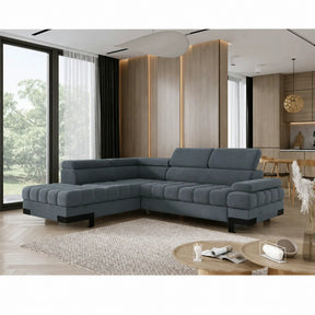 Coltar extensibil SELVA L, stofă clasică/lemn/PAL, turcoaz închis - Riviera 87, 263×223×95 cm