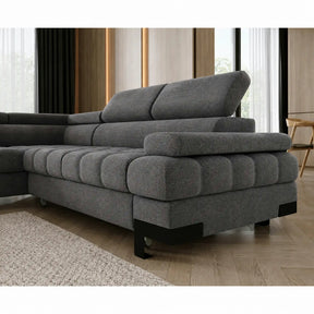 Coltar extensibil SELVA L, stofă clasică/lemn/PAL, gri - Austin 19, 263×223×95 cm