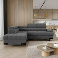 Coltar extensibil SELVA L, stofă clasică/lemn/PAL, gri - Austin 19, 263×223×95 cm