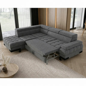 Coltar extensibil SELVA L, stofă clasică/lemn/PAL, gri - Austin 19, 263×223×95 cm