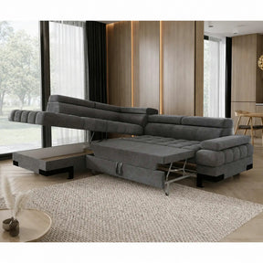 Coltar extensibil SELVA L, stofă clasică/lemn/PAL, gri - Austin 19, 263×223×95 cm