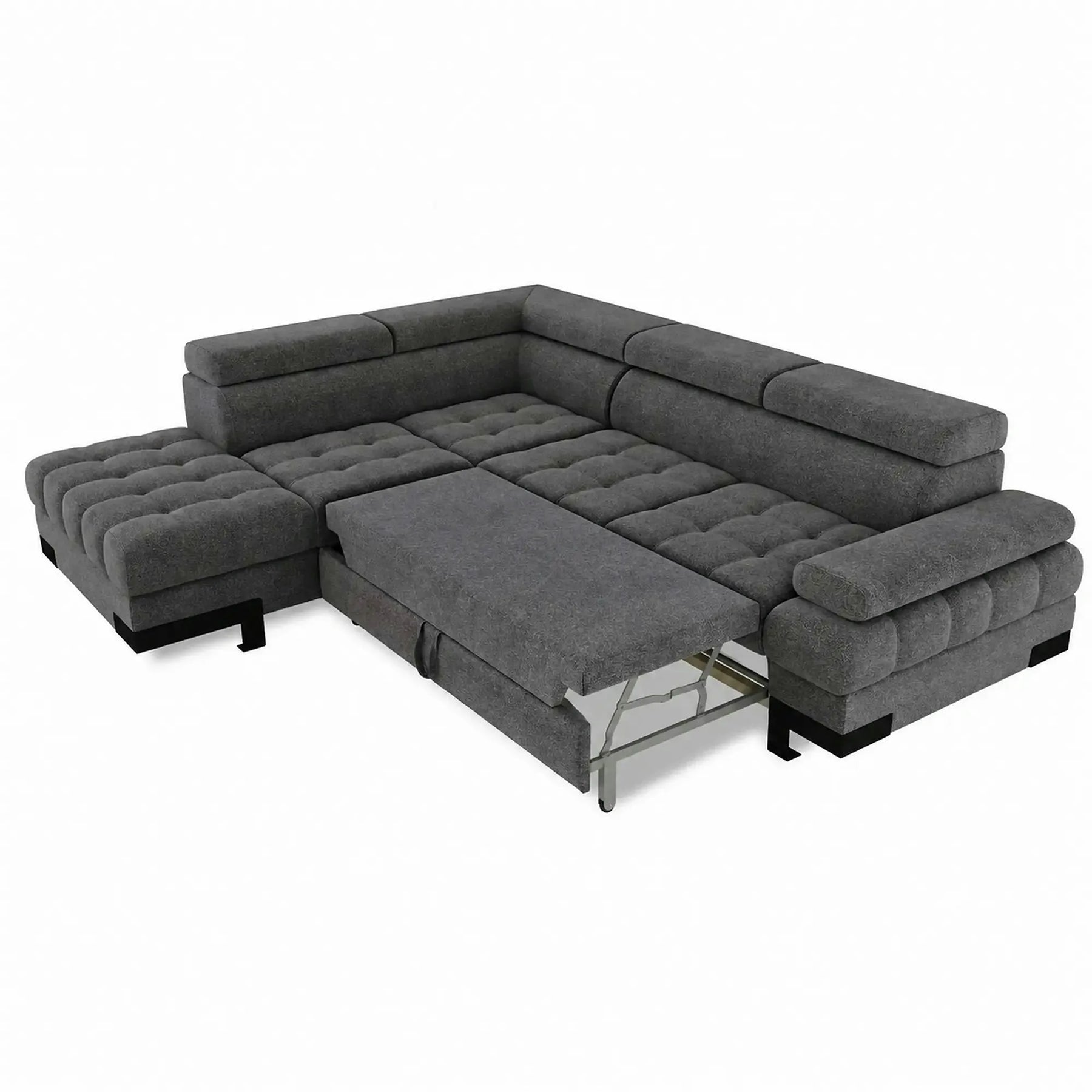 Coltar extensibil SELVA L, stofă clasică/lemn/PAL, gri - Austin 19, 263×223×95 cm