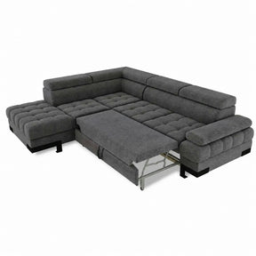 Coltar extensibil SELVA L, stofă clasică/lemn/PAL, gri - Austin 19, 263×223×95 cm