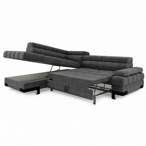 Coltar extensibil SELVA L, stofă clasică/lemn/PAL, gri - Austin 19, 263×223×95 cm