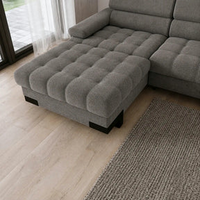 Coltar extensibil SELVA MINI, stofă catifelata/lemn, gri antracit - Salvador 15, 270×173×95 cm