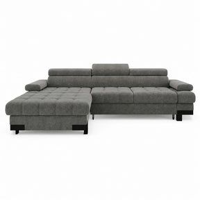 Coltar extensibil SELVA MINI, stofă catifelata/lemn, gri antracit - Salvador 15, 270×173×95 cm
