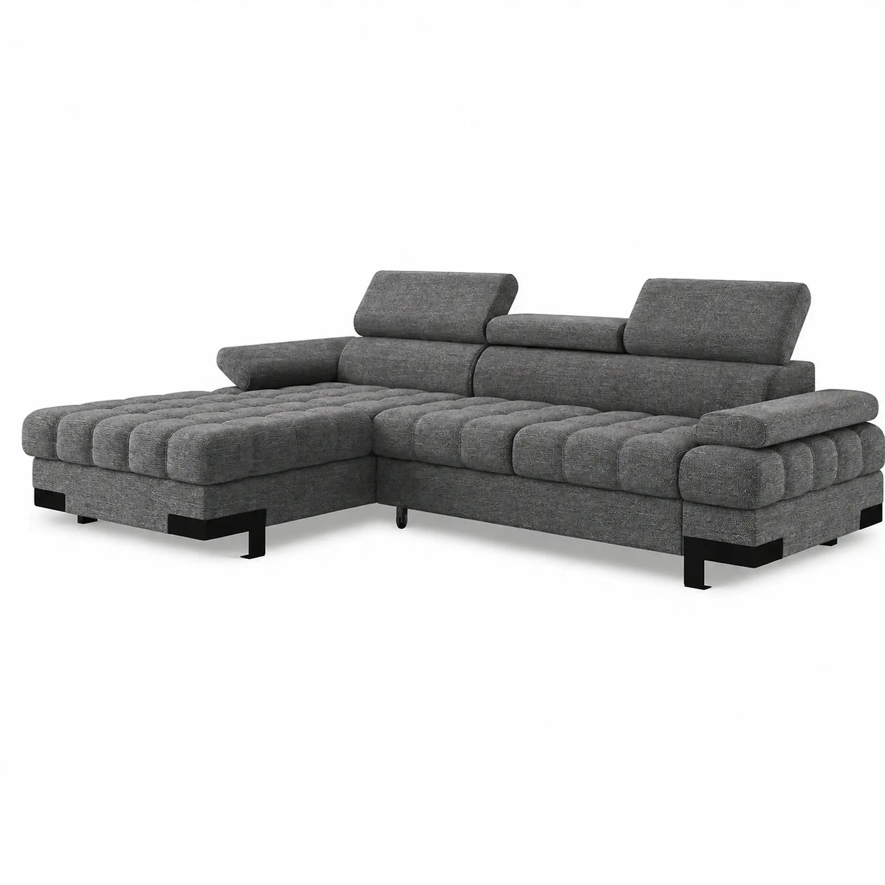 Coltar extensibil SELVA MINI, stofă clasică/lemn, gri - Austin 19, 270×173×95 cm