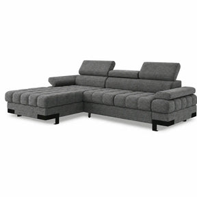 Coltar extensibil SELVA MINI, stofă clasică/lemn, gri - Austin 19, 270×173×95 cm