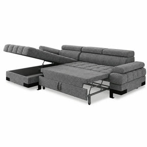Coltar extensibil SELVA MINI, stofă clasică/lemn, gri - Austin 19, 270×173×95 cm