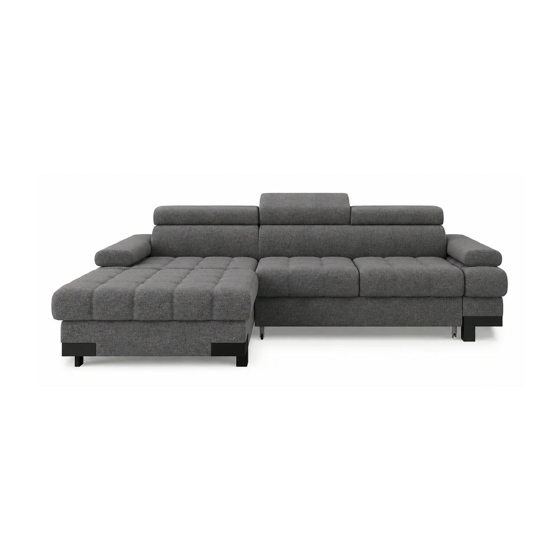 Coltar extensibil SELVA MINI, stofă clasică/lemn, gri - Austin 19, 270×173×95 cm