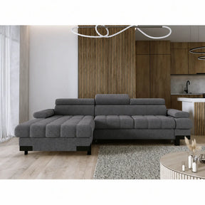 Coltar extensibil SELVA MINI, stofă clasică/lemn, gri - Austin 19, 270×173×95 cm