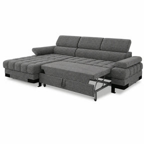 Coltar extensibil SELVA MINI, stofă clasică/lemn, gri - Austin 19, 270×173×95 cm