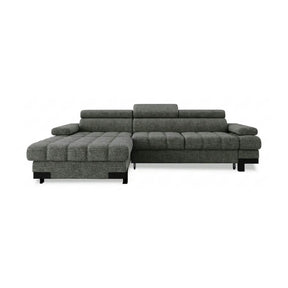 Coltar extensibil SELVA MINI, stofă/lemn masiv/PAL, gri - Rosario 456, 270×173×95 cm